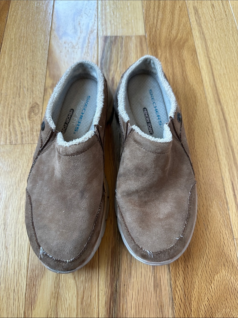 Skechers Women's Brown Suede Slip-On Clogs with Plush Collar